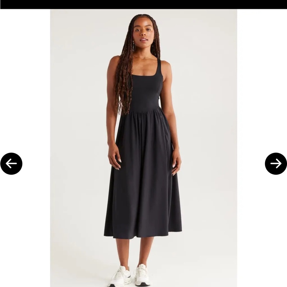 Zella Black Scoop-Neck Midi-dress